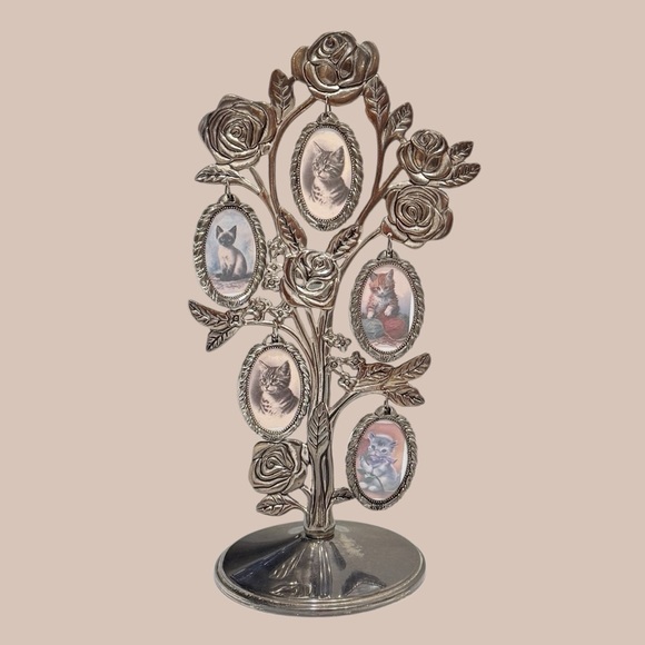 Vintage Silver Photo Tree with Roses - Picture 3 of 17